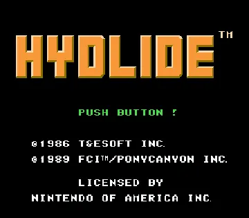 Hydlide (USA) screen shot title